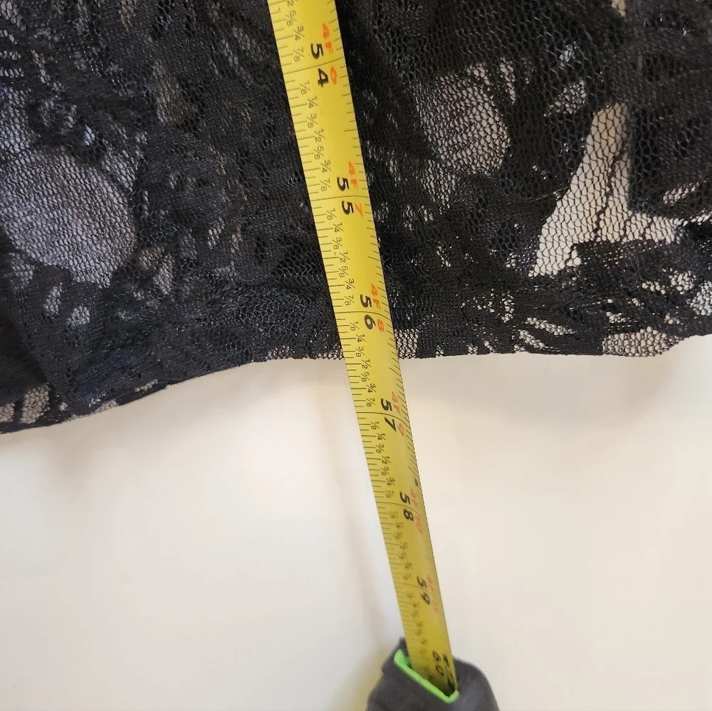 Black Lace Floral Robe Open Front One Size READ #DD696 - Picture 6 of 6